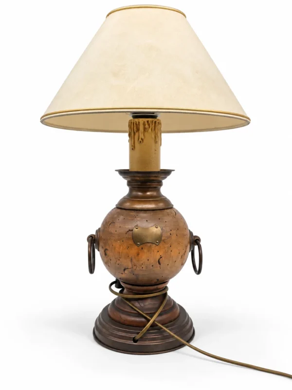 Flamandzka lampa stołowa retro drewno i metal faux drip candle 60 cm
