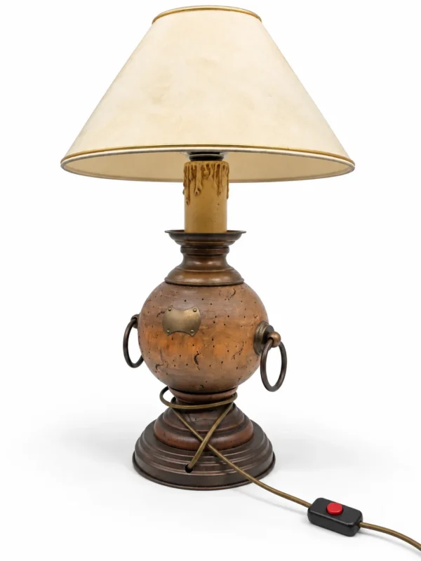 Flamandzka lampa stołowa retro drewno i metal faux drip candle 60 cm