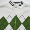 Sweter damski Bogner Fire+Ice biały zapinany 100% bawełna zielone romby