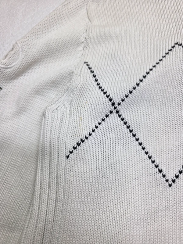 Sweter damski Bogner Fire+Ice biały zapinany 100% bawełna zielone romby