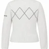 Sweter damski Bogner Fire+Ice biały zapinany 100% bawełna zielone romby