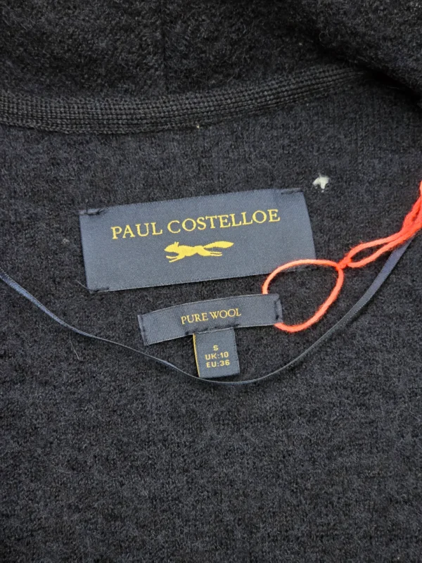 Kardigan płaszcz damski Paul Costelloe 100% wełna granatowy S EU 36