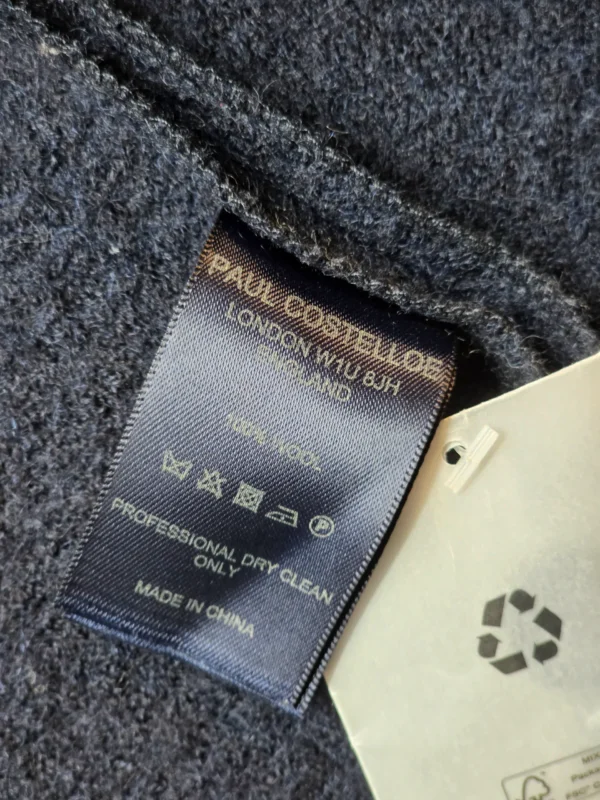 Kardigan płaszcz damski Paul Costelloe 100% wełna granatowy S EU 36